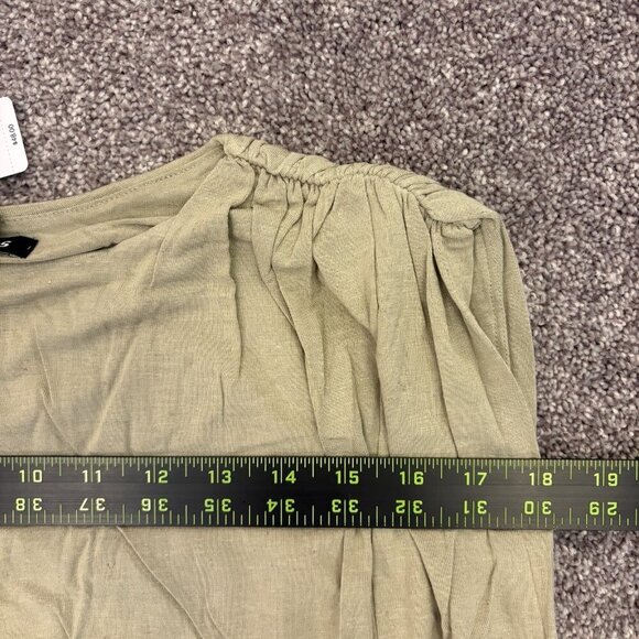 Express Women's Skimming Linen Blend Bubble Tank Size XS Ruched Shoulder NWT $48 - Picture 9 of 14